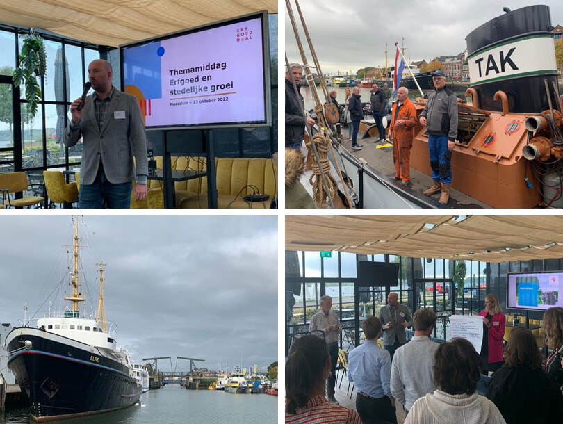 Impressies van de de themabijeenkomst in Maassluis met foto's van de plenaire sessie, de deelsessies en de excursie met de boot.